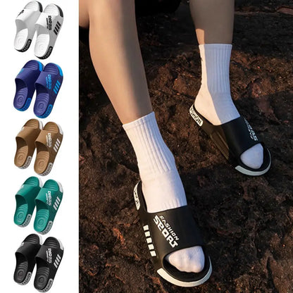 Fashion Slippers Summer Flat Sole Home Slippers Size 36-46 Open Toe Trend Slides Couple Light Beach Shoes Sandals For Women Man