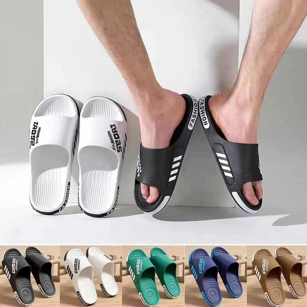 Fashion Slippers Summer Flat Sole Home Slippers Size 36-46 Open Toe Trend Slides Couple Light Beach Shoes Sandals For Women Man